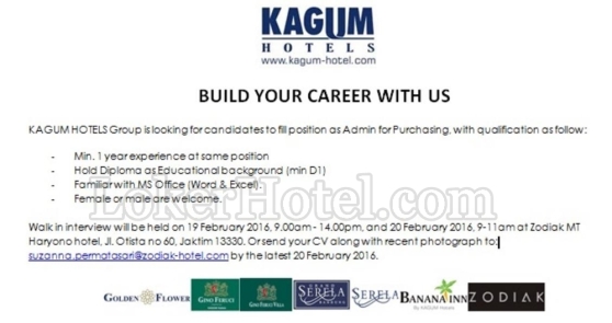 Job Vacancy Kagum Hotels Group