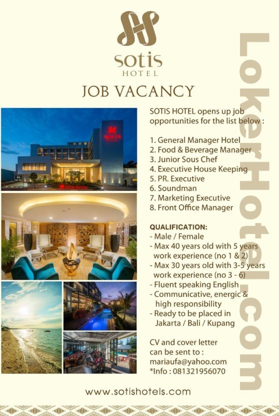 Job Vacancy Sotis Hotel Jakarta, Bali & Kupang