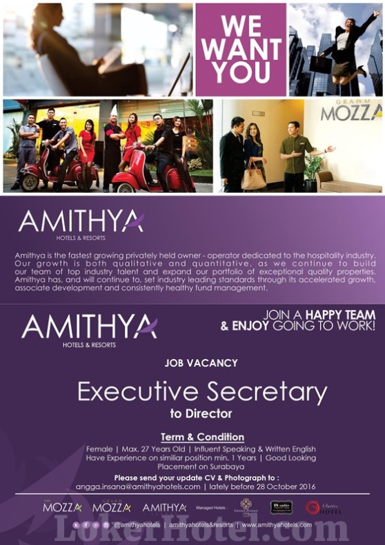 Amithya Hotels & Resorts  — Executive Secretary